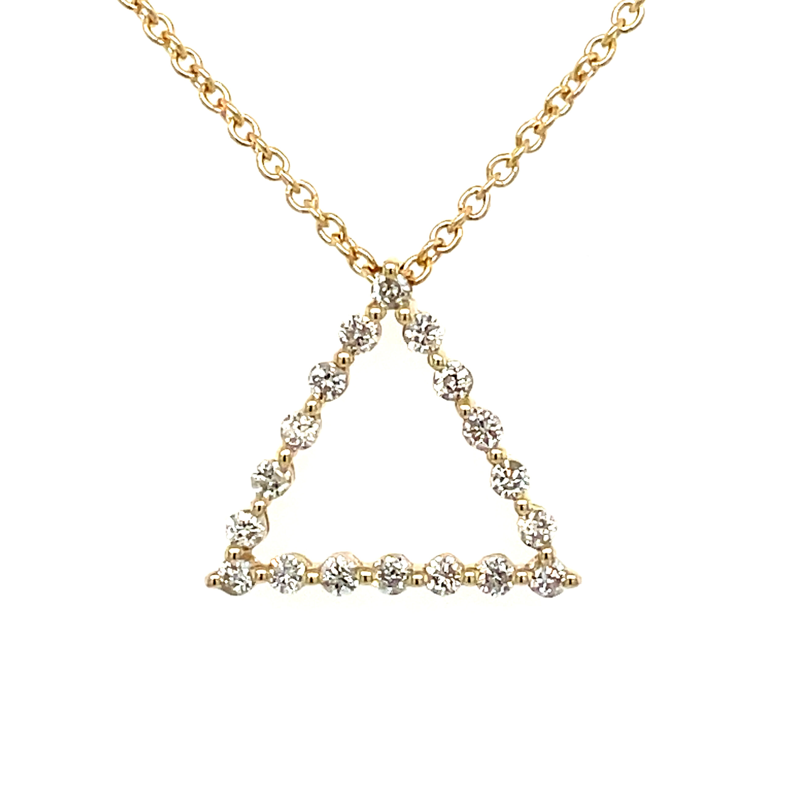 Yellow Gold Diamond Triangle Necklace