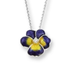 Sterling Silver Pansy Necklace with Sapphire