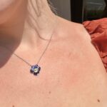 Sterling Silver Pansy Necklace with Sapphire