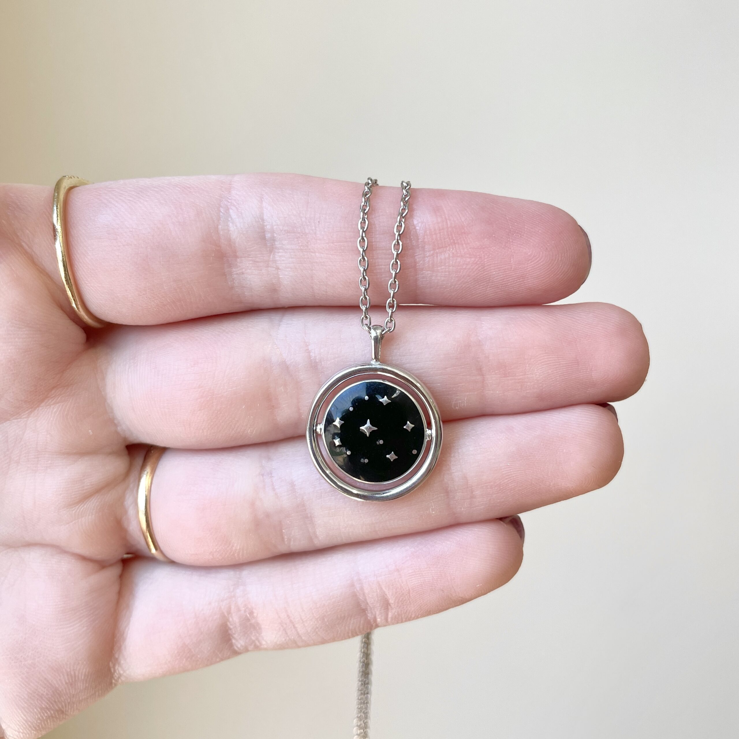 Sterling Silver Starry Night Necklace with Sapphire