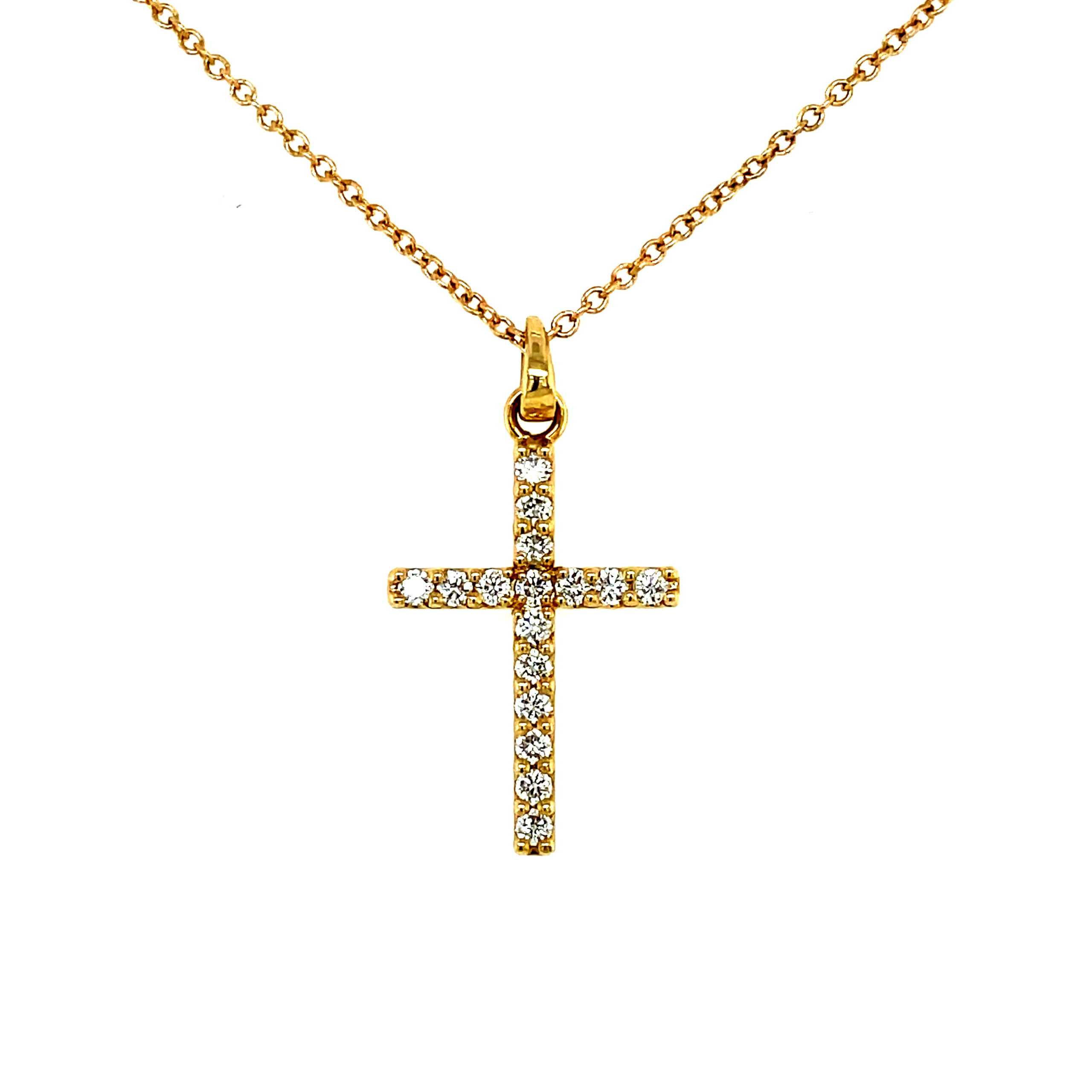 Yellow Gold Diamond Cross Necklace