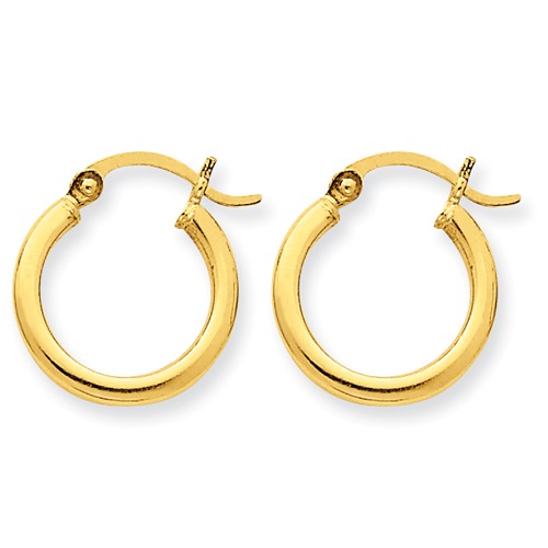 Yellow Gold Polished Hoops 2mm, 15mm