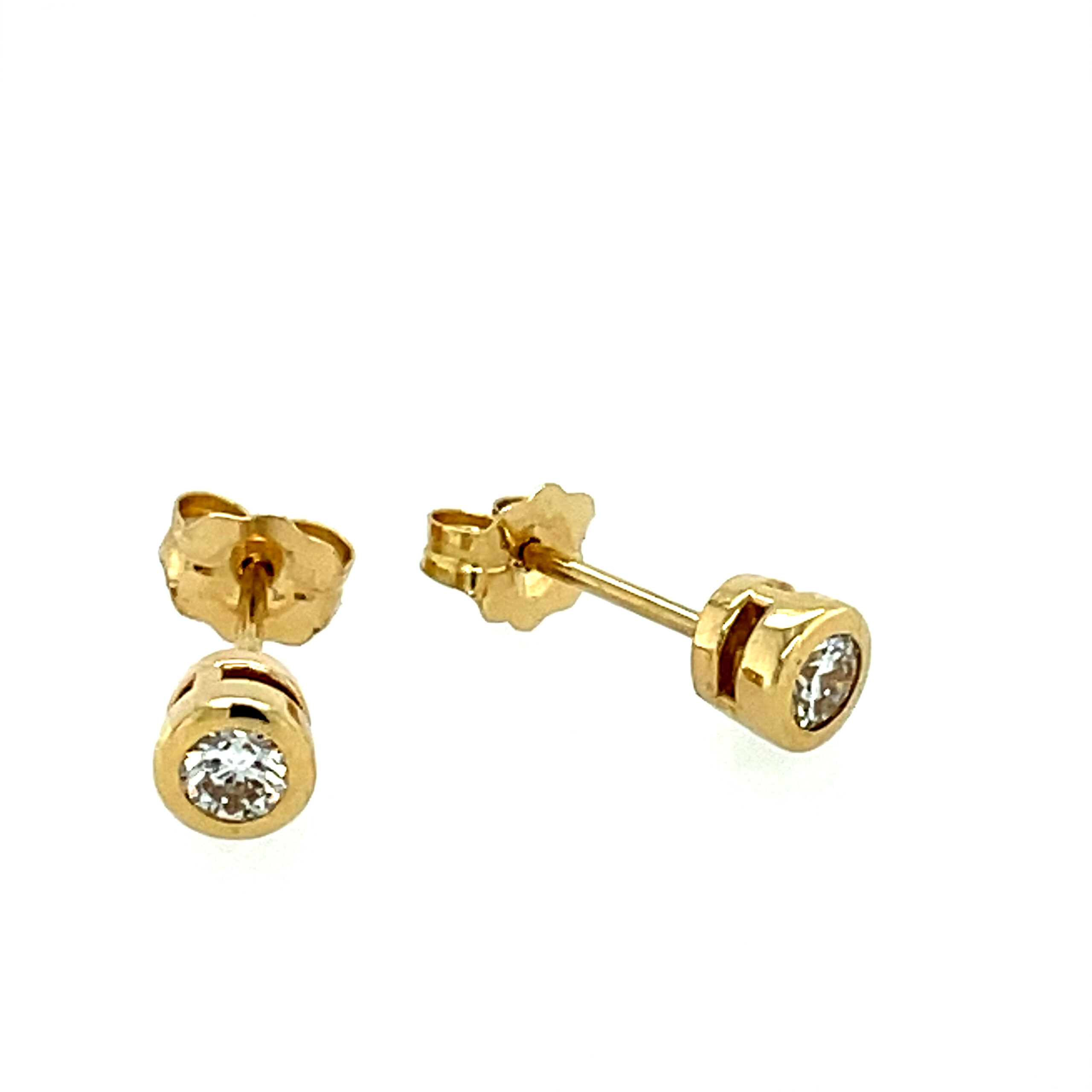 Yellow Gold Bezel-Set Diamond Studs