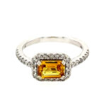 White Gold Yellow Sapphire Ring with Diamonds