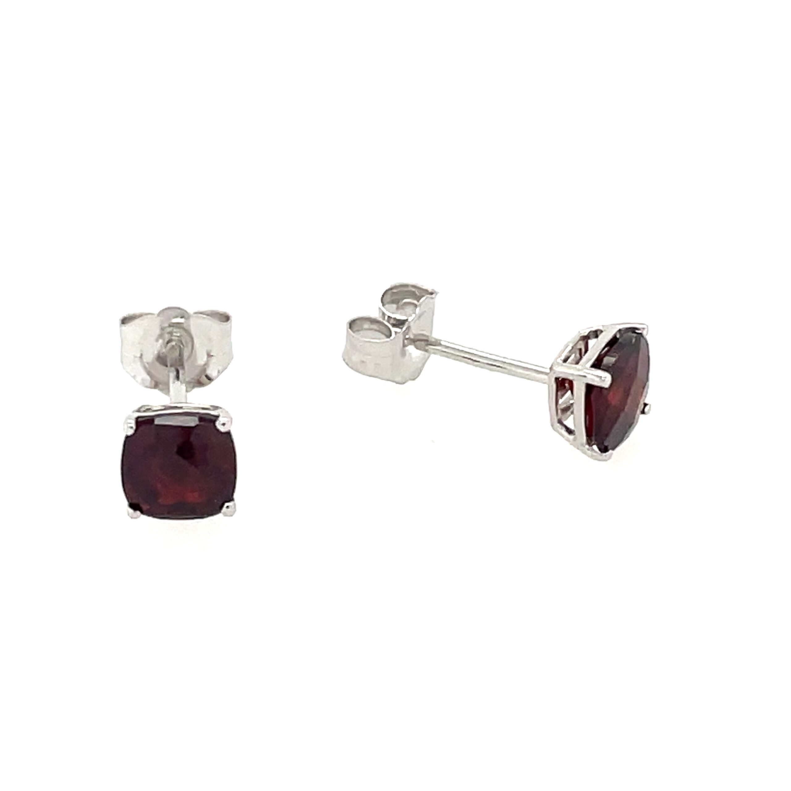 White Gold Garnet Studs