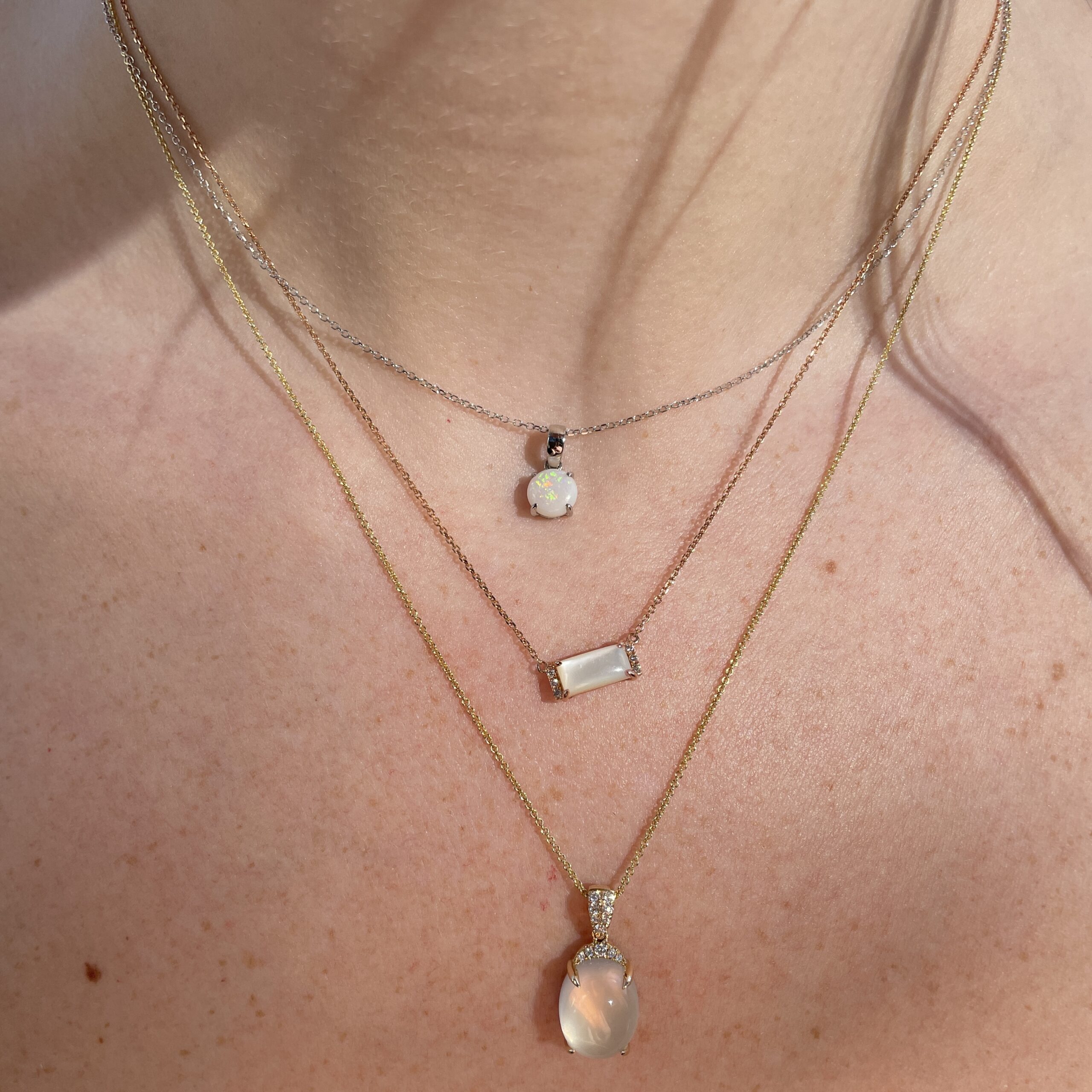 White Gold Australian Opal Necklace