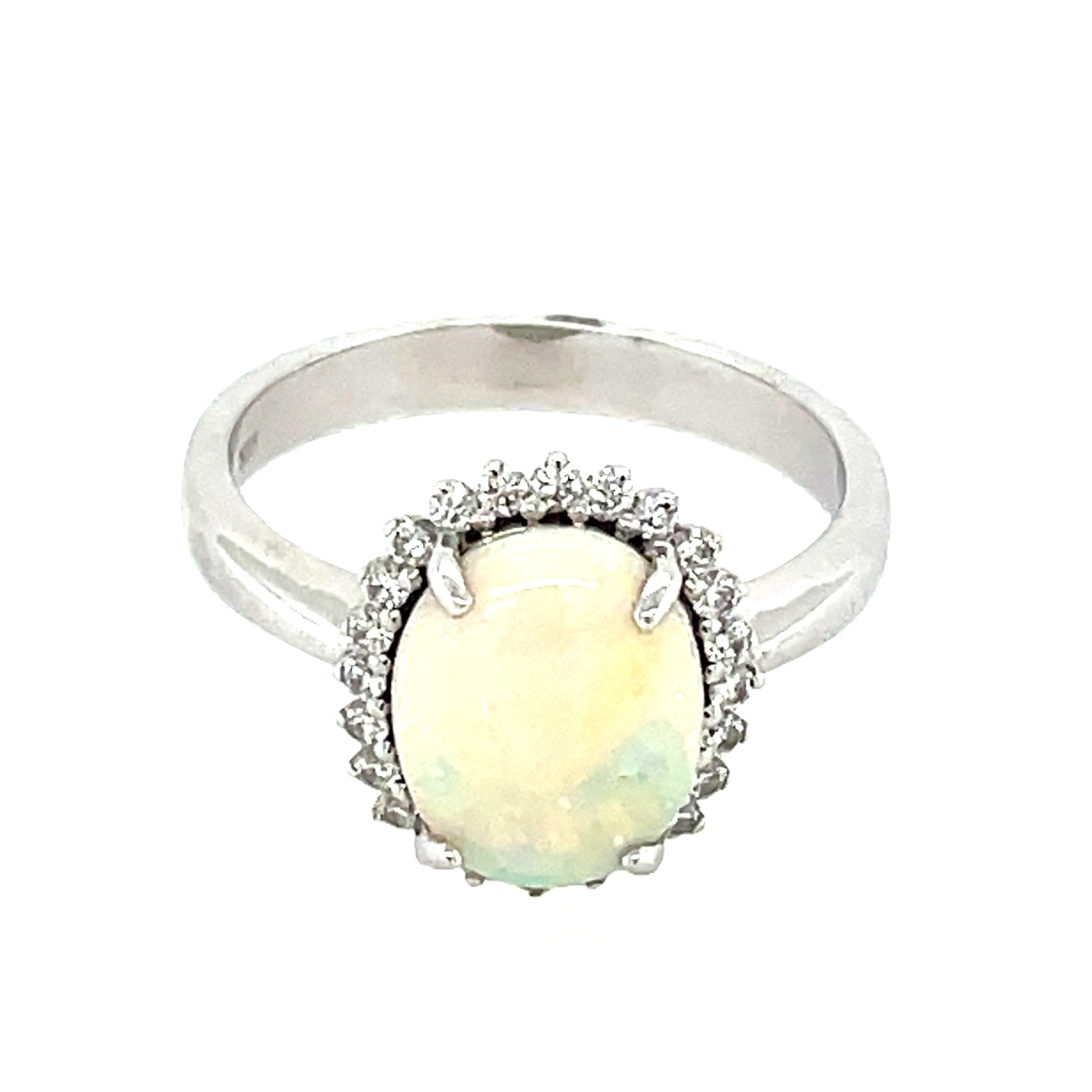 White Gold Australian Opal Ring