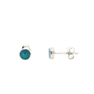 White Gold Boulder Opal Stud Earrings