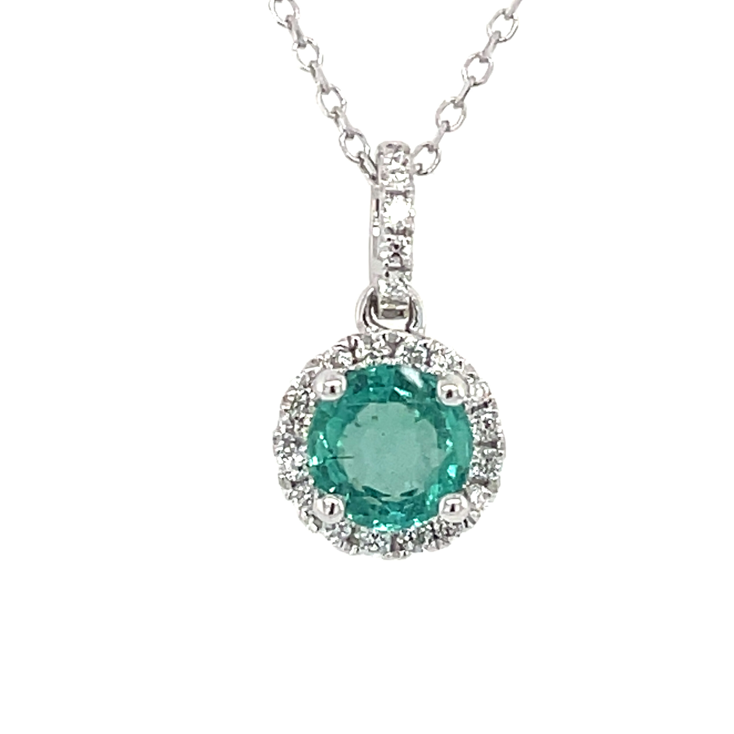 White Gold Emerald and Diamond Necklace