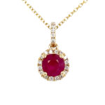 Yellow Gold Ruby Necklace with Diamonds