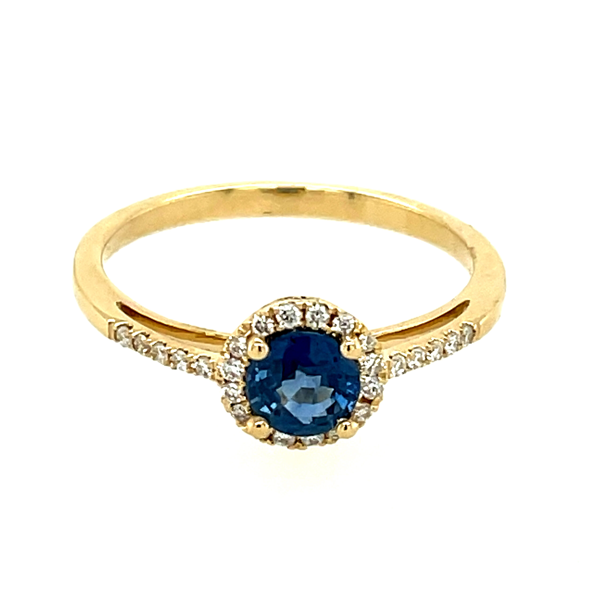 Yellow Gold Sapphire Ring with Diamonds