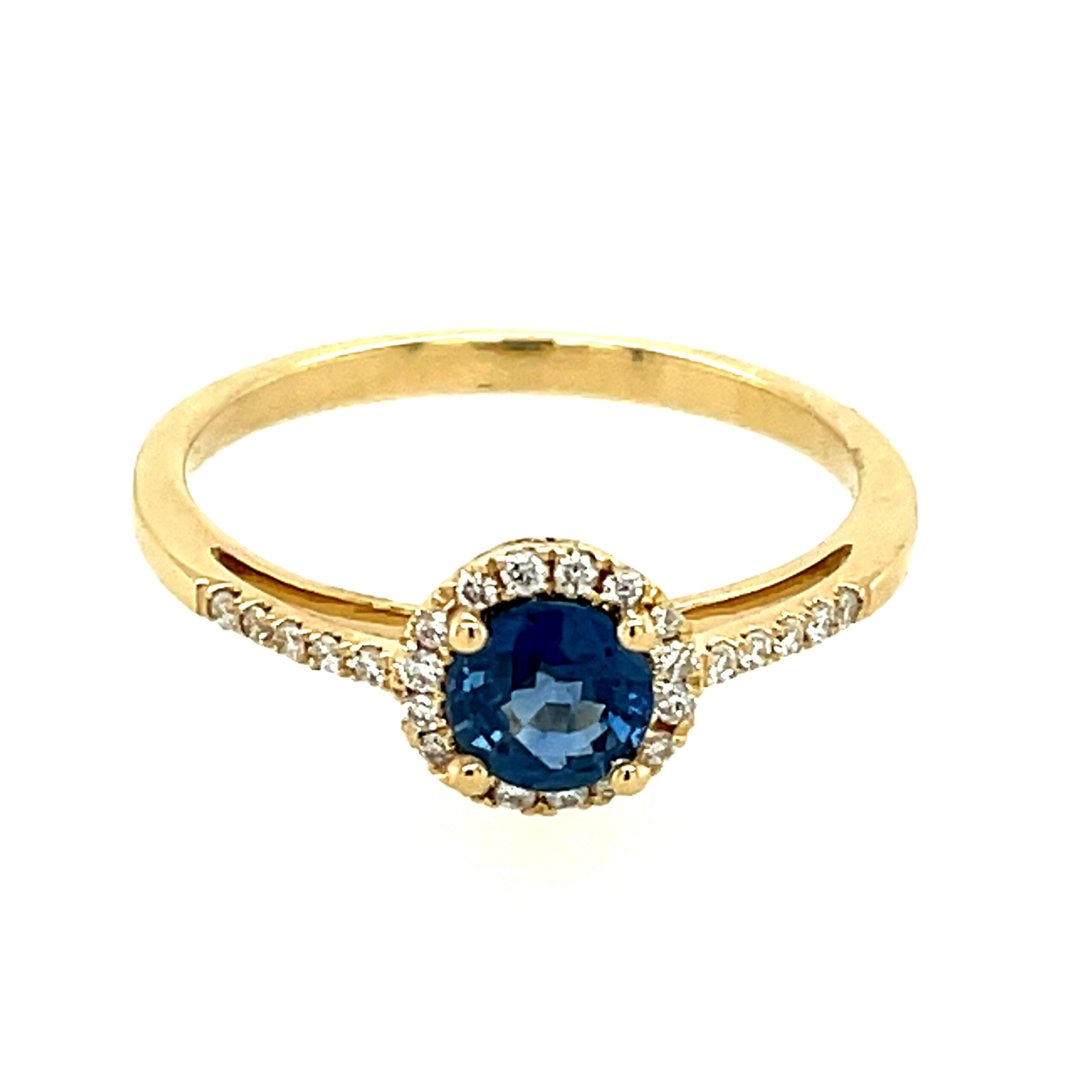 Yellow Gold Sapphire Ring with Diamonds