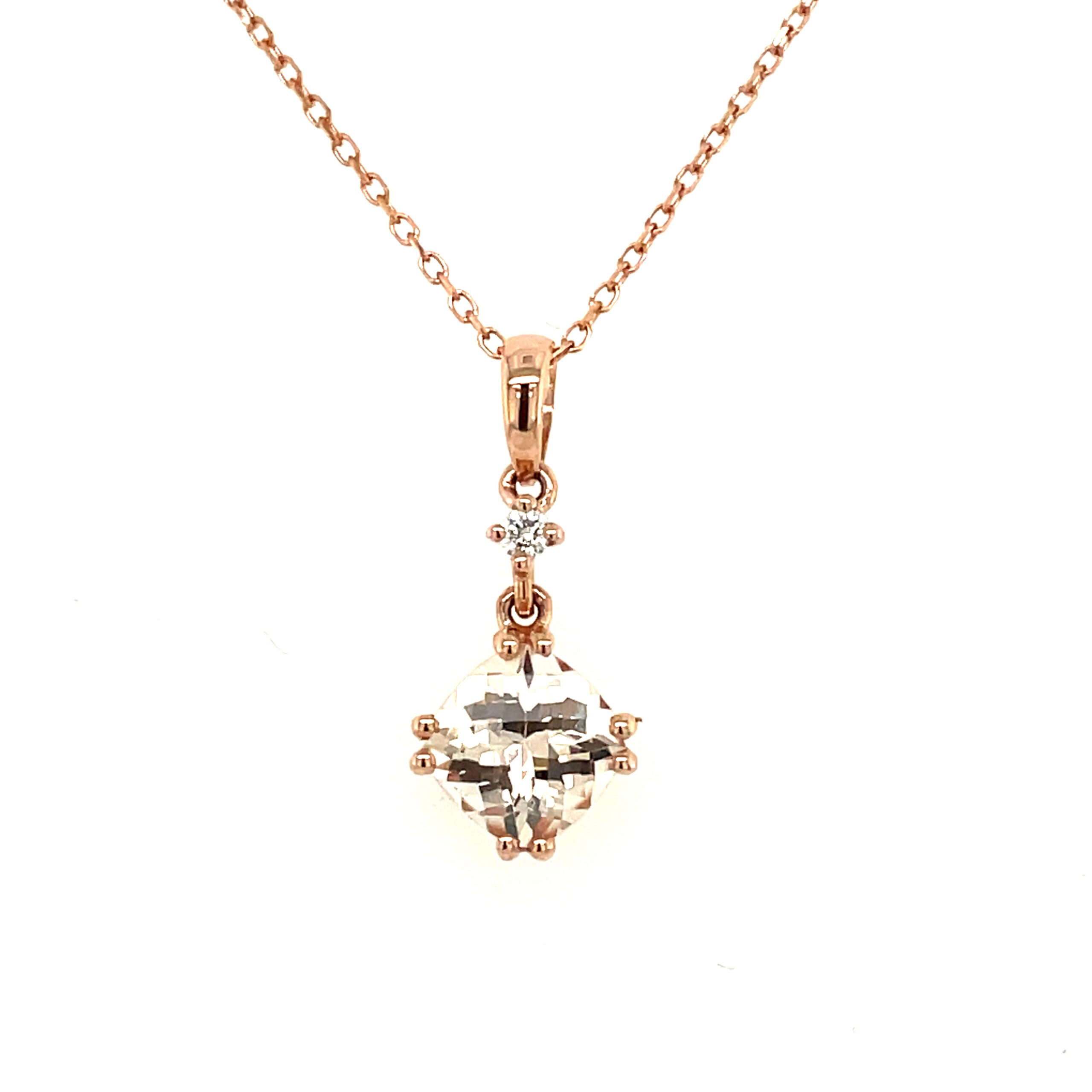 Rose Gold Necklace with Morganite and Diamonds