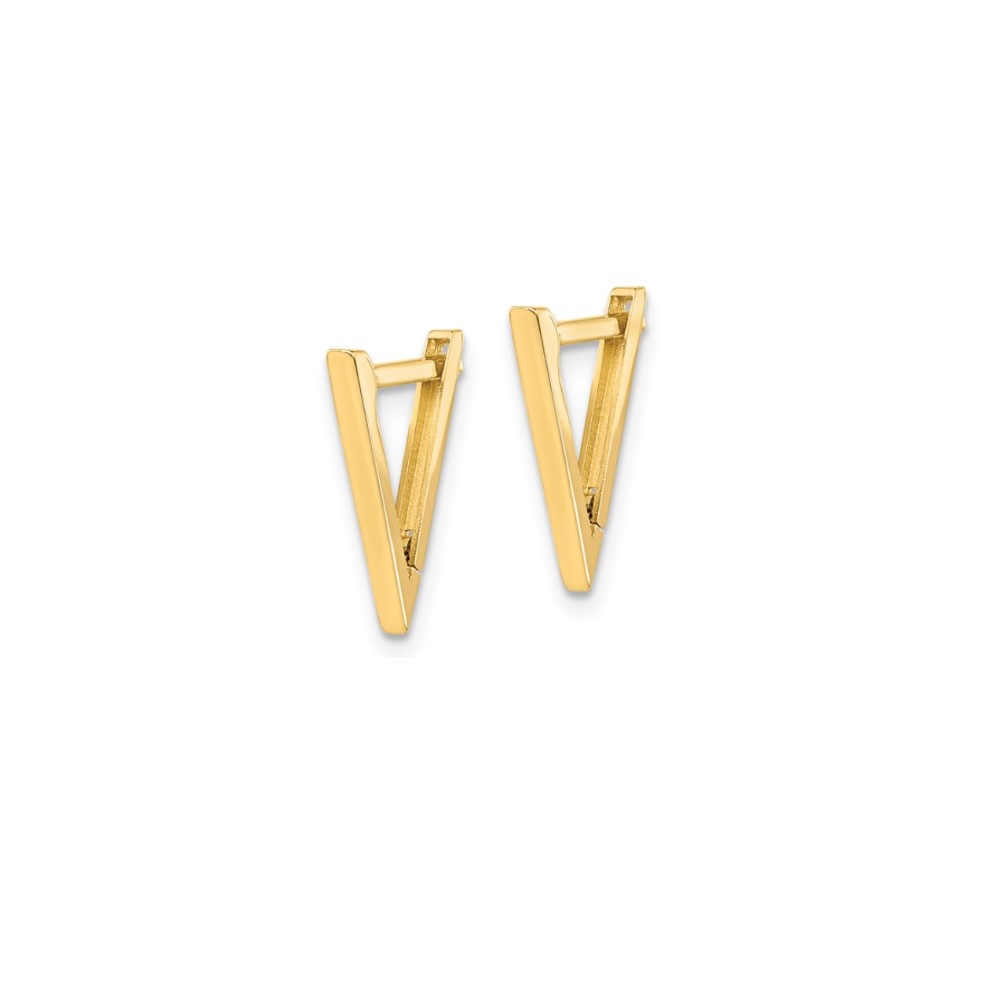 Yellow Gold Triangle Hoop Earrings