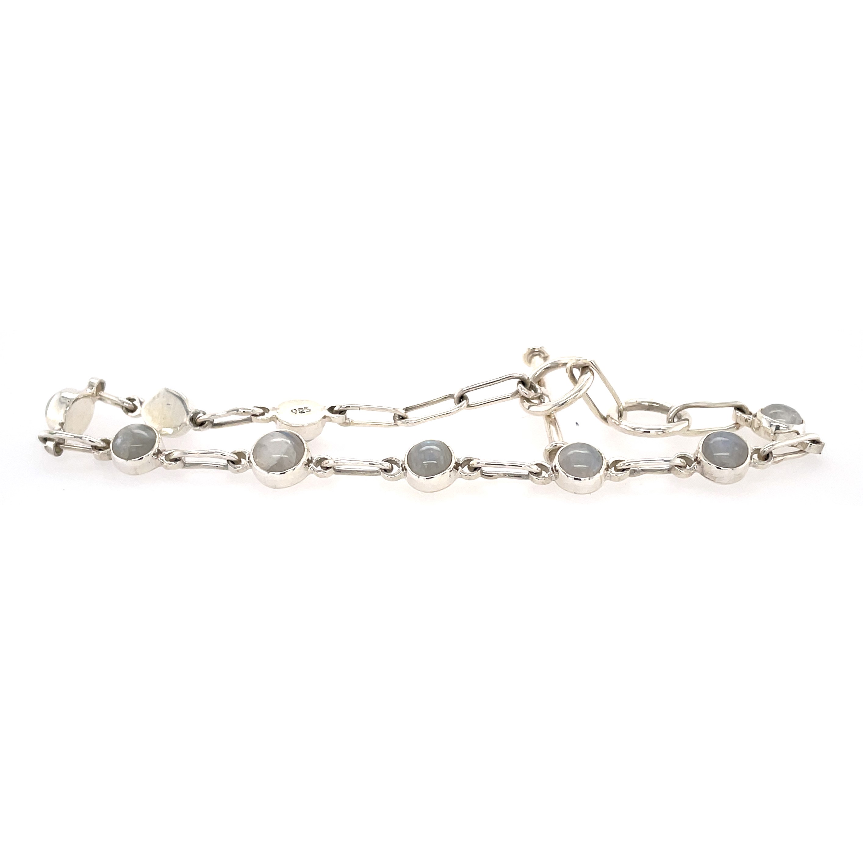 Sterling Silver Moonstone Paperclip Bracelet