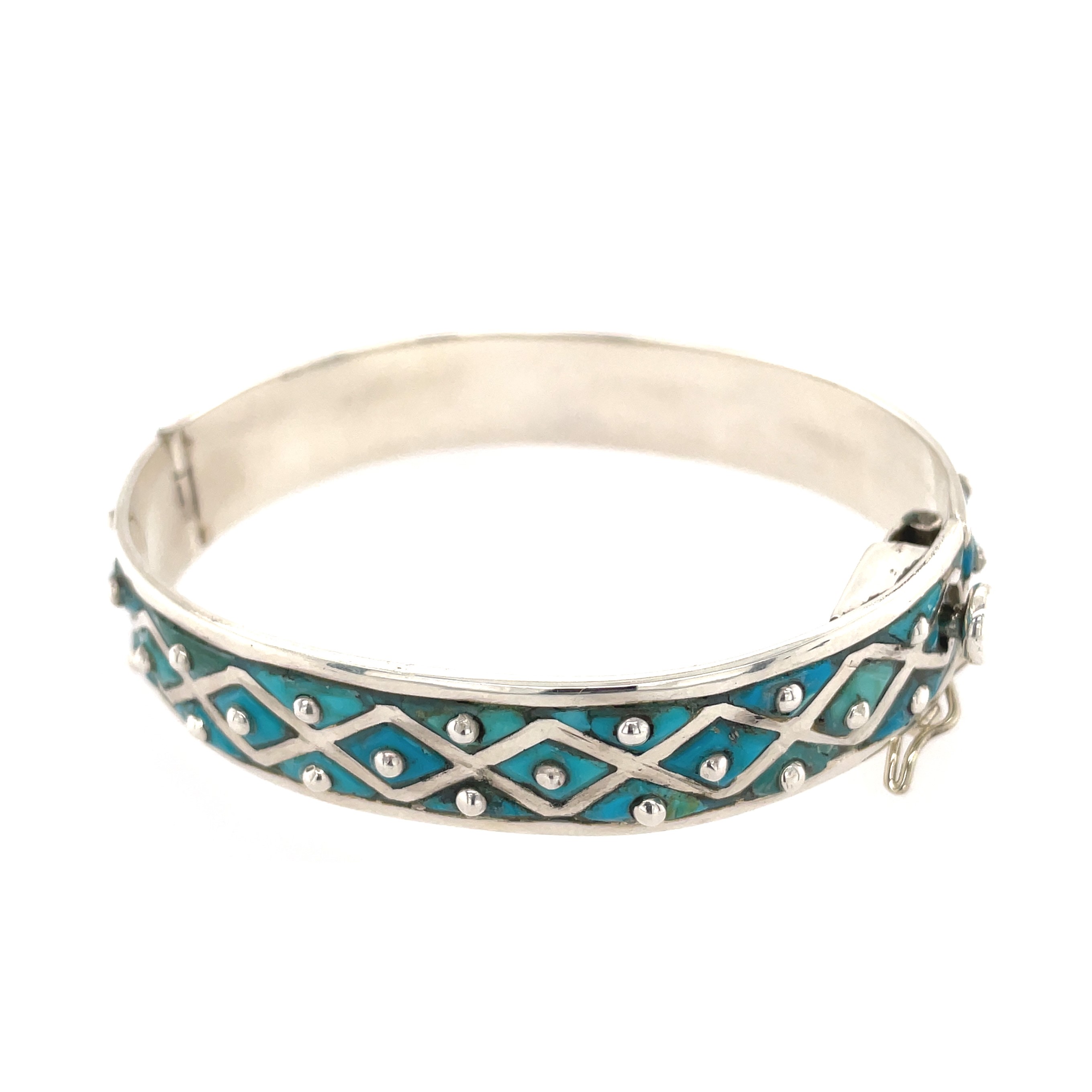 Sterling Silver Turquoise Manuel Figueroa Handcrafted Bangle