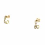 Gold Criss Cross J-Hoop Huggie Earrings with Diamonds