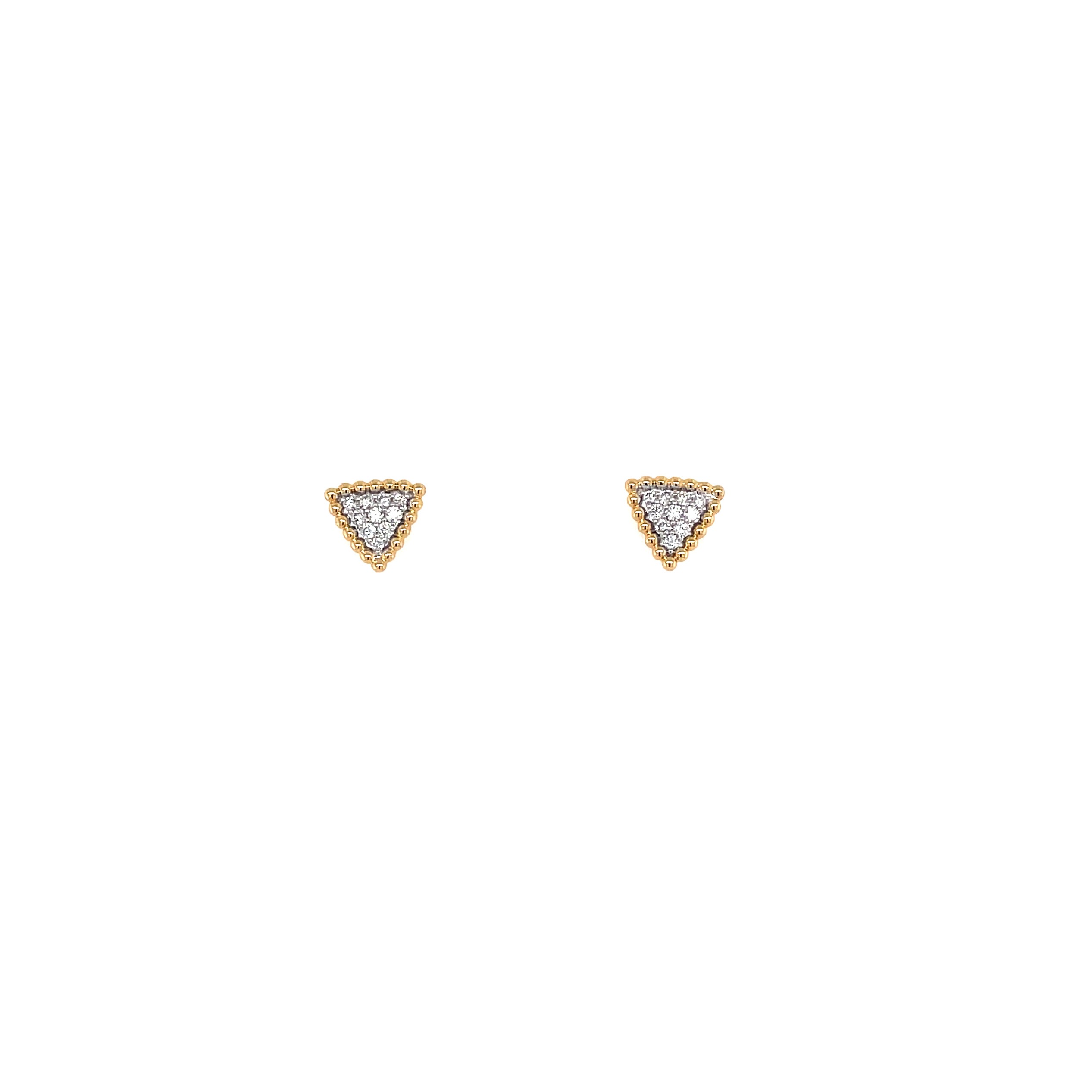 Gold Triangle Cluster Stud Earrings with Diamonds