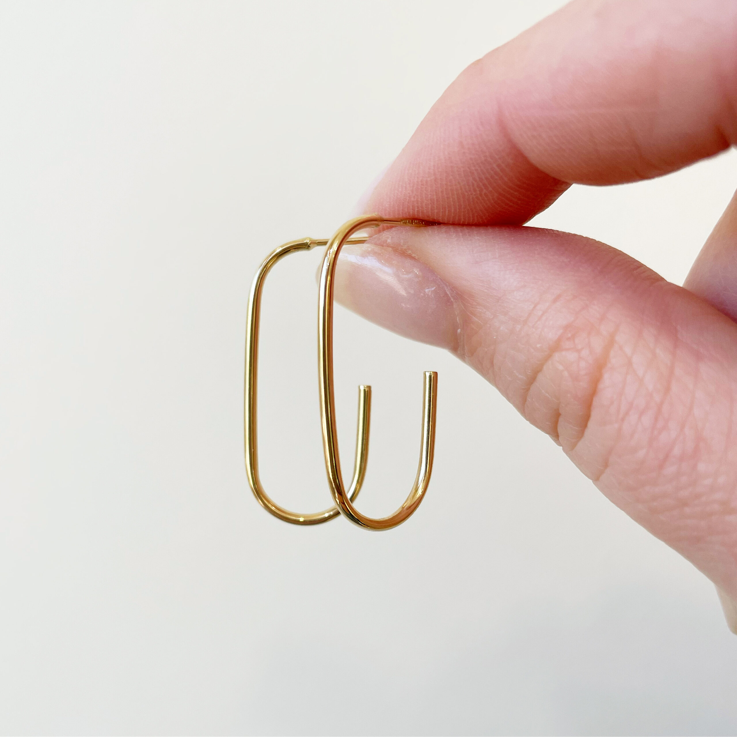 Yellow Gold Paperclip Hoop Earring