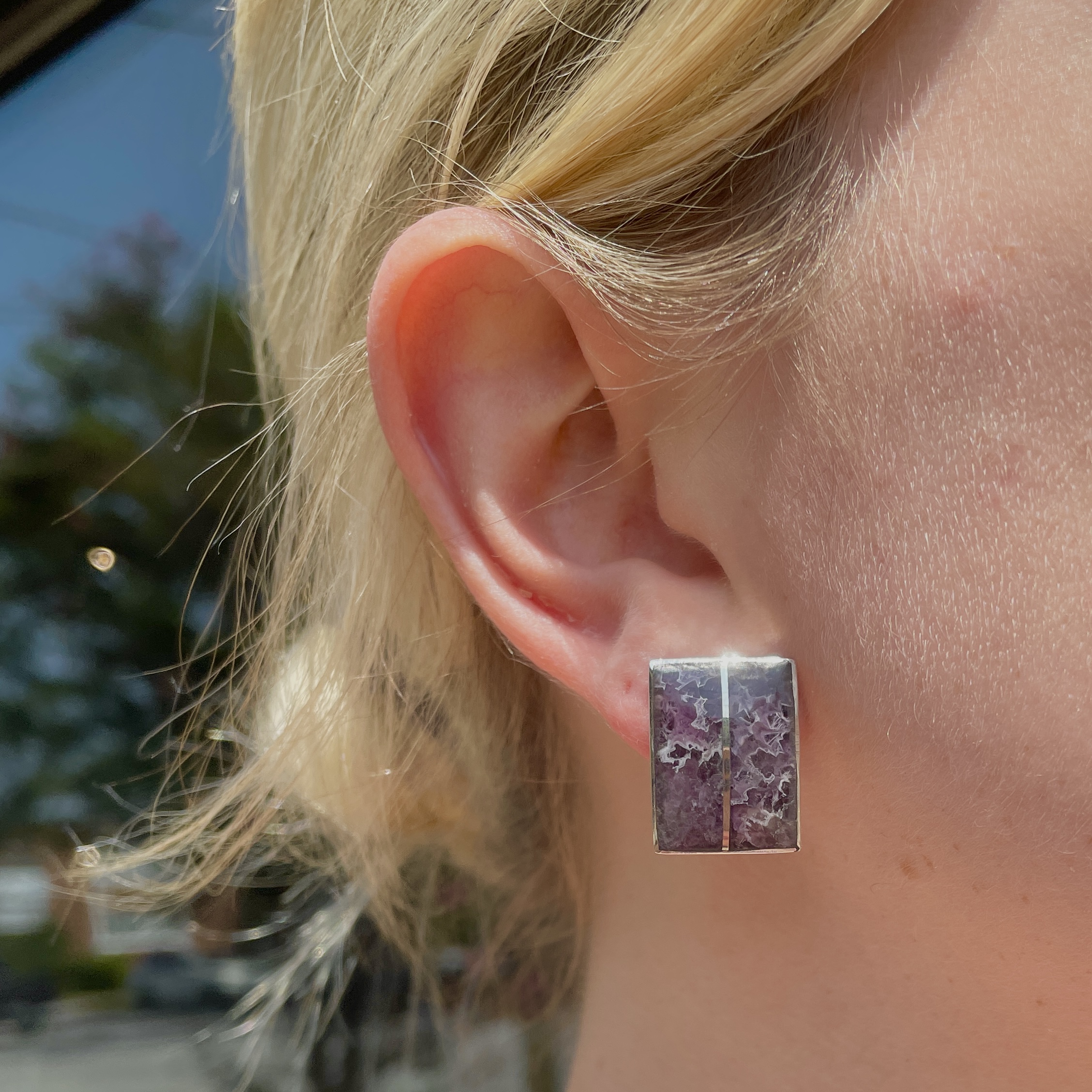 Sterling Silver Amethyst Clip On Earrings