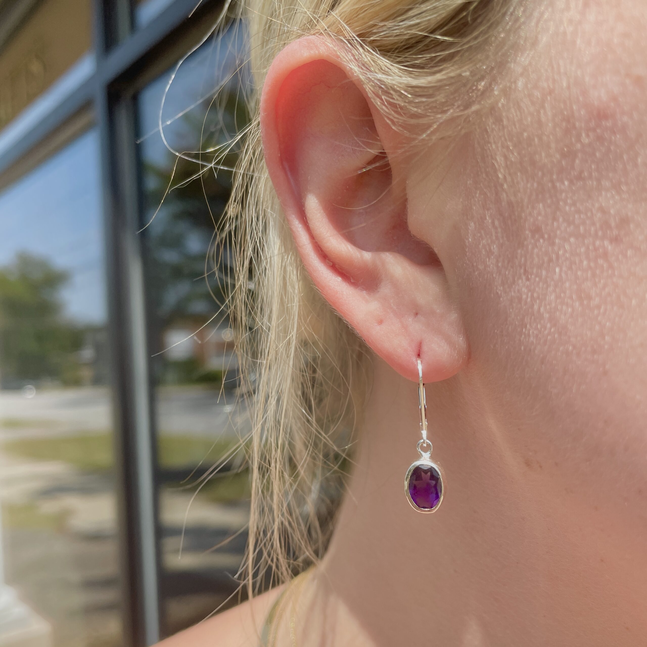 Sterling Silver Amethyst Dangle Earrings