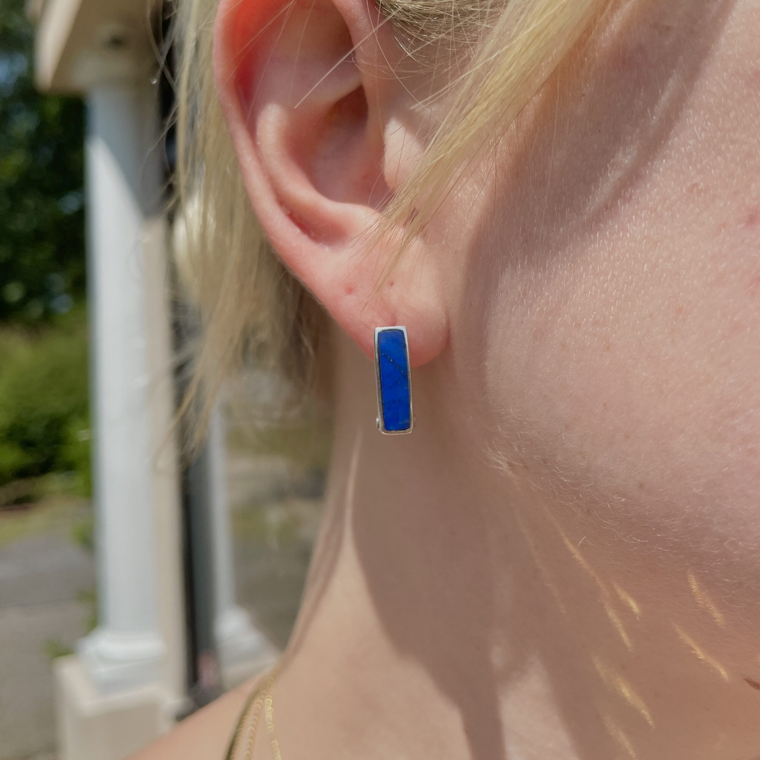 Sterling Silver Lapis Cuff Earrings