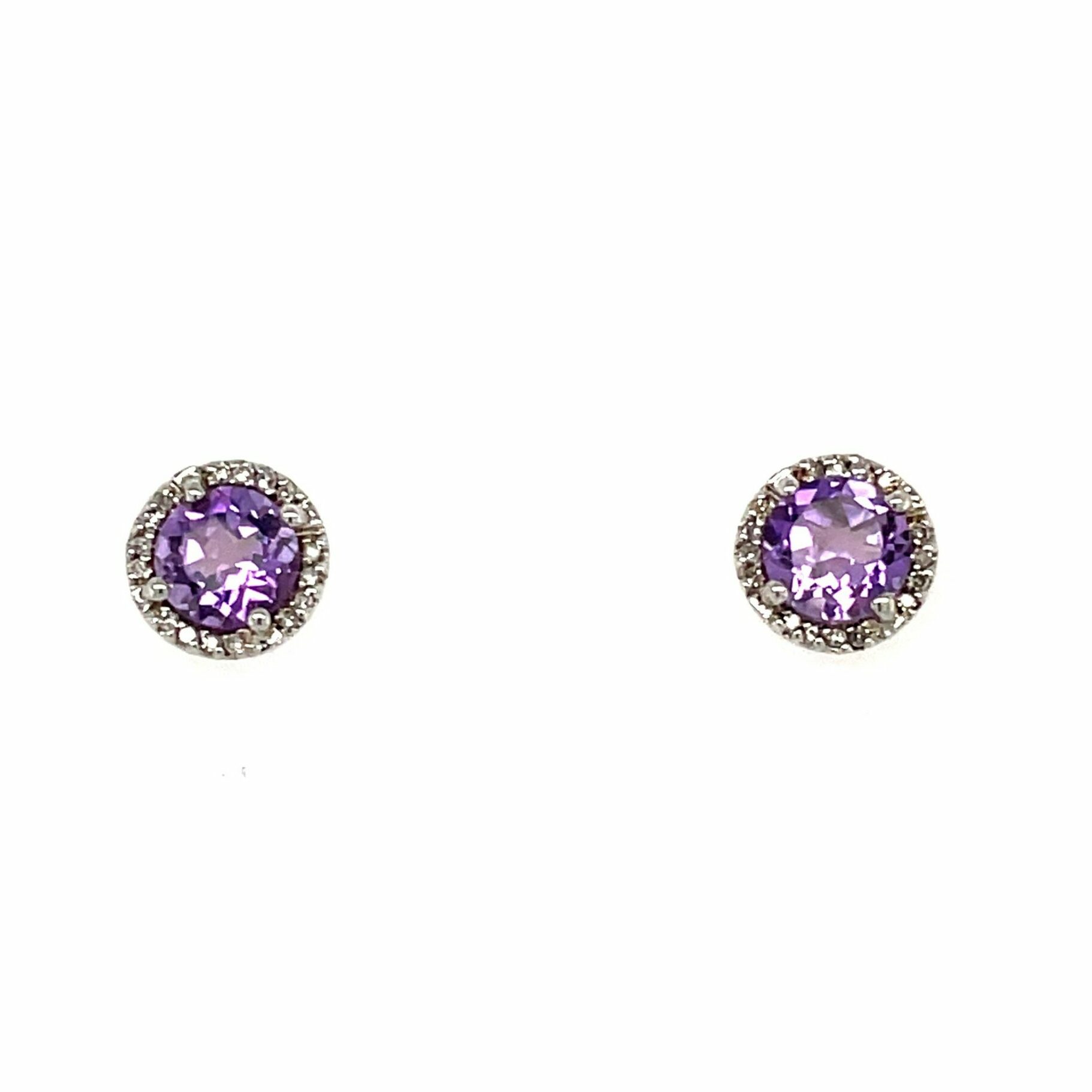 Sterling Silver Amethyst Stud Earrings