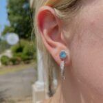 Sterling Silver Blue Topaz and Diamond Earrings