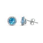 Sterling Silver Blue Topaz and Diamond Earrings