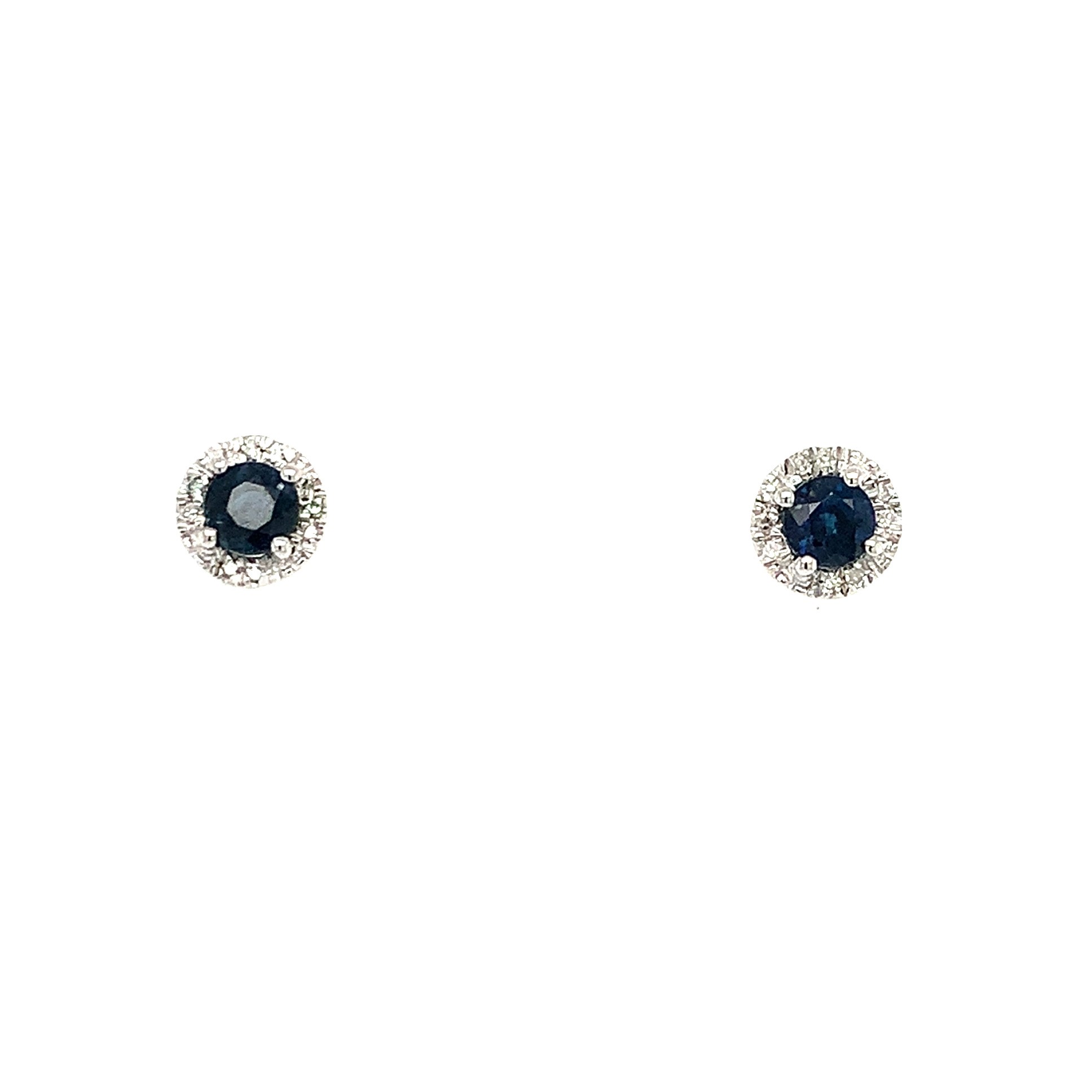 Sterling Silver Sapphire and Diamond Stud Earrings