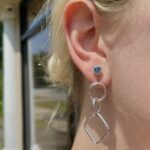 Sterling Silver Sapphire and Diamond Stud Earrings