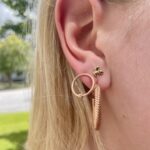 Triple Pear Gold Stud Earrings