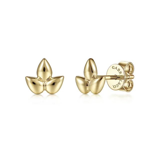 Triple Pear Gold Stud Earrings
