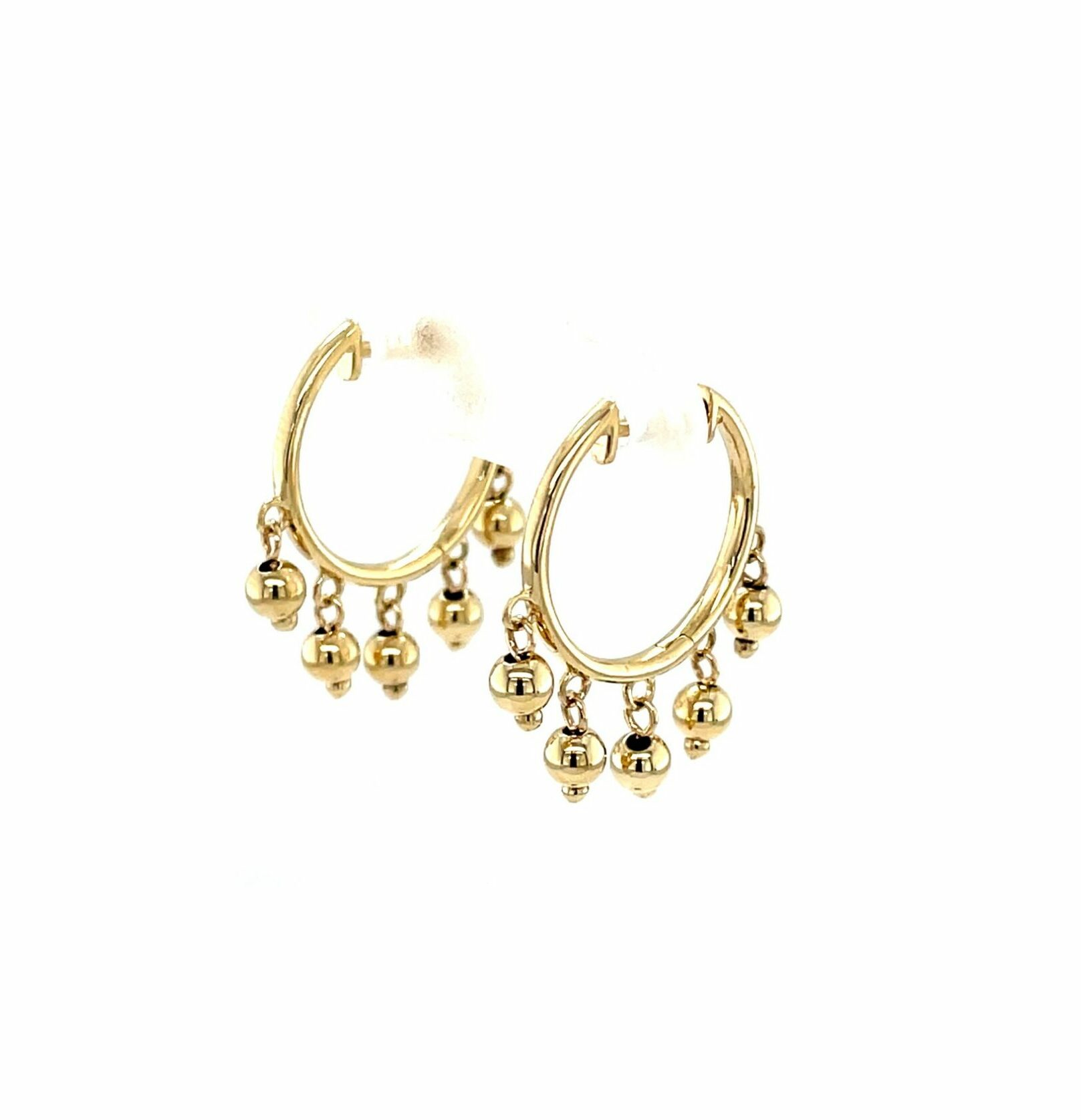 Gold Beaded Drop Hoop Earrings