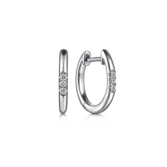 Sterling Silver Huggie Earrings with Diamonds