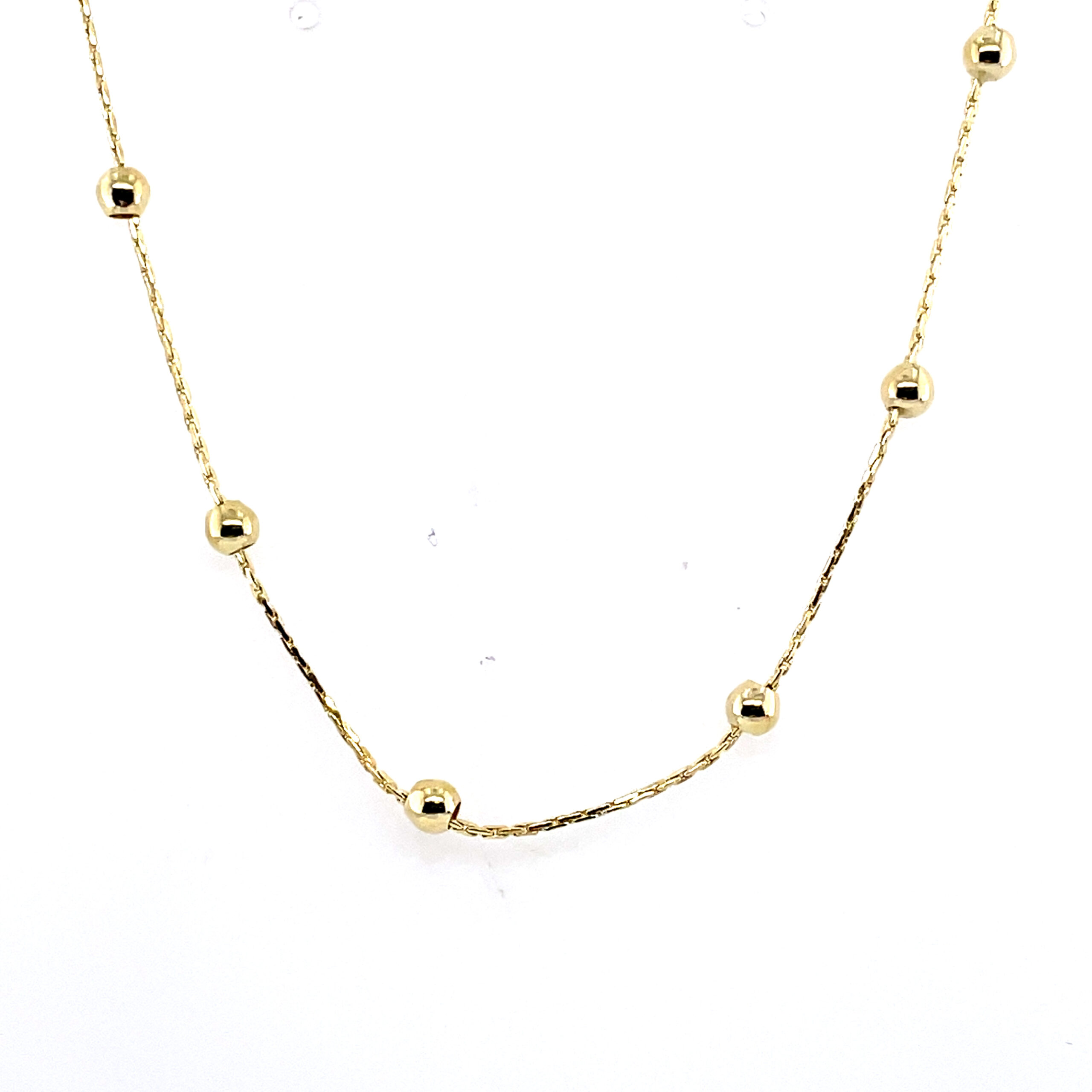 Gold Beaded Cable Chain Necklace