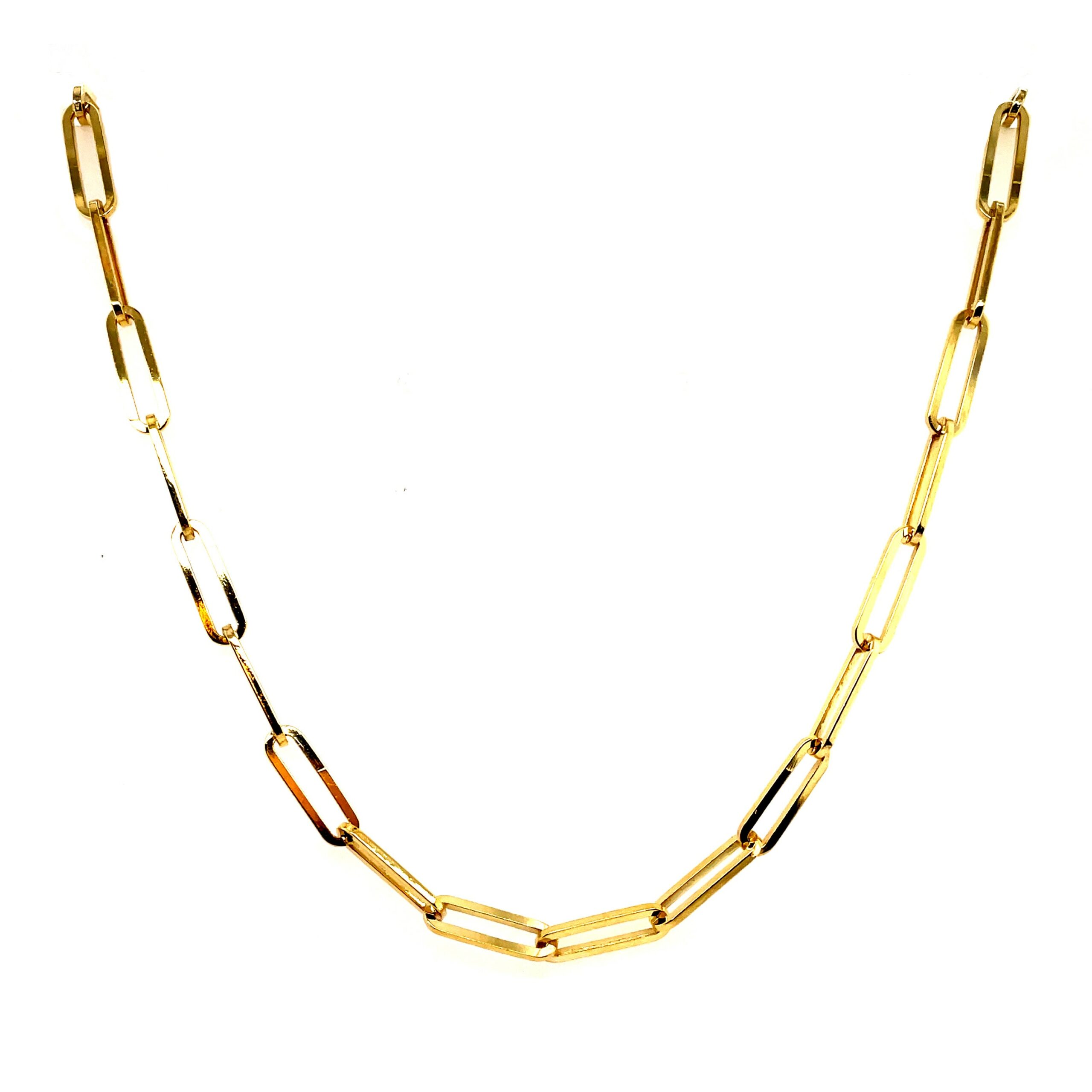 Yellow Gold Paperclip Chain Necklace