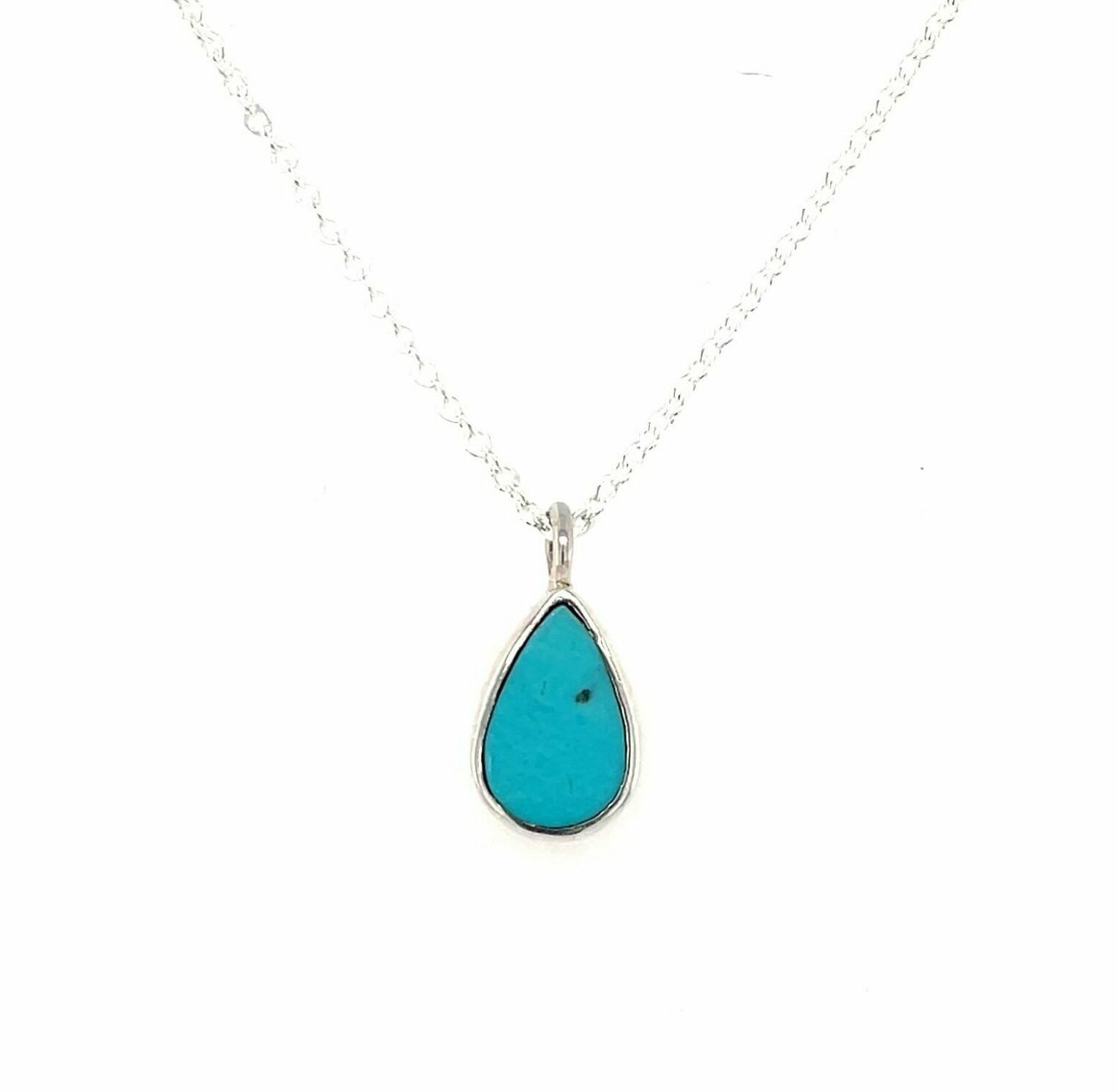 Sterling Silver Turquoise Teardrop Necklace