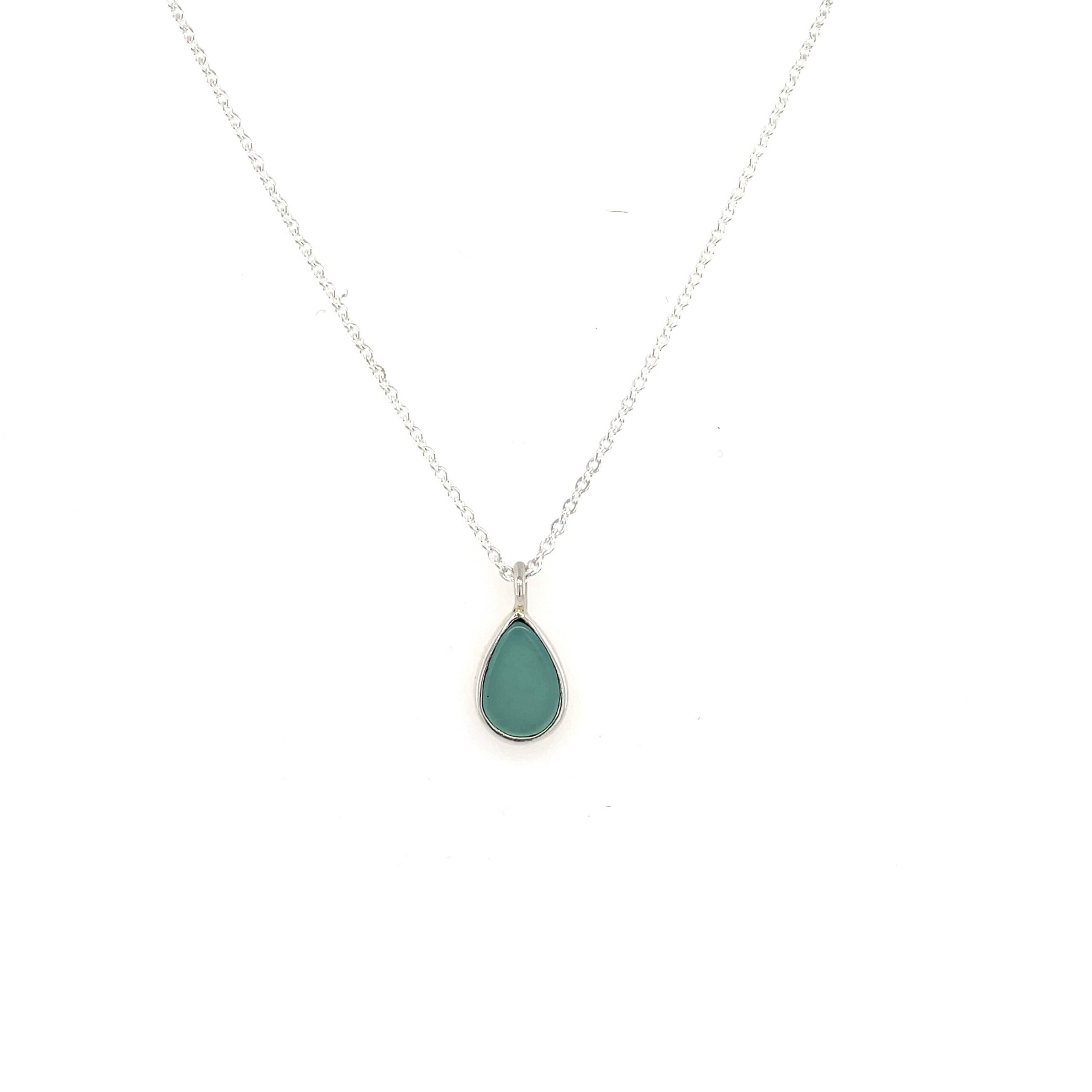 Sterling Silver Chalcedony Teardrop Necklace