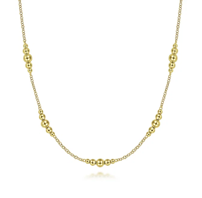 Graduated Bead Gold Station Necklace
