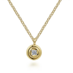 Yellow Gold Polished Double Bezel Diamond Necklace