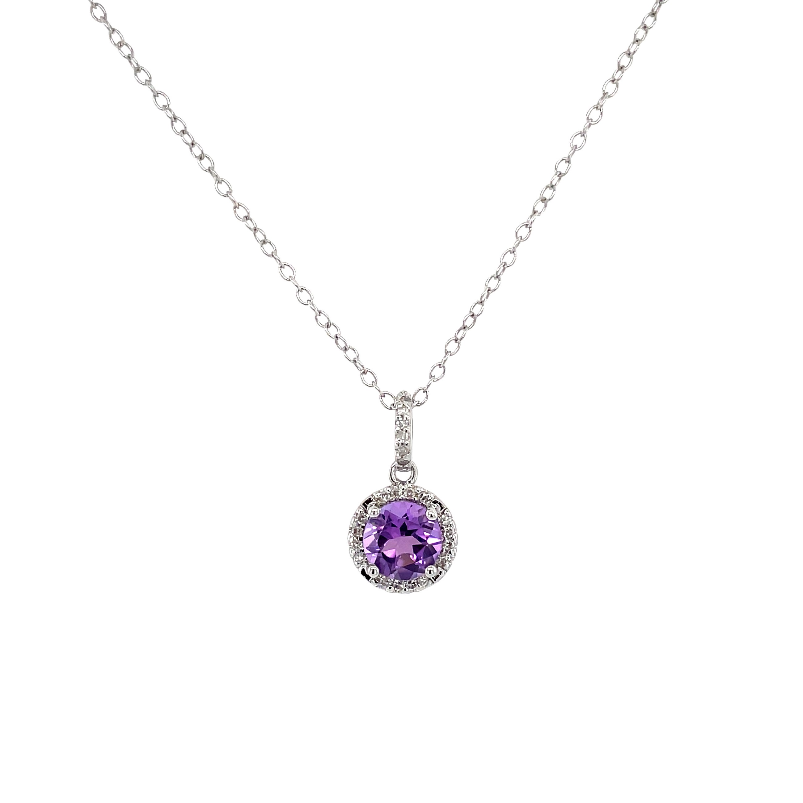 Sterling Silver Amethyst Pendant Necklace