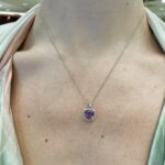 Sterling Silver Cushion Amethyst and Diamond Necklace