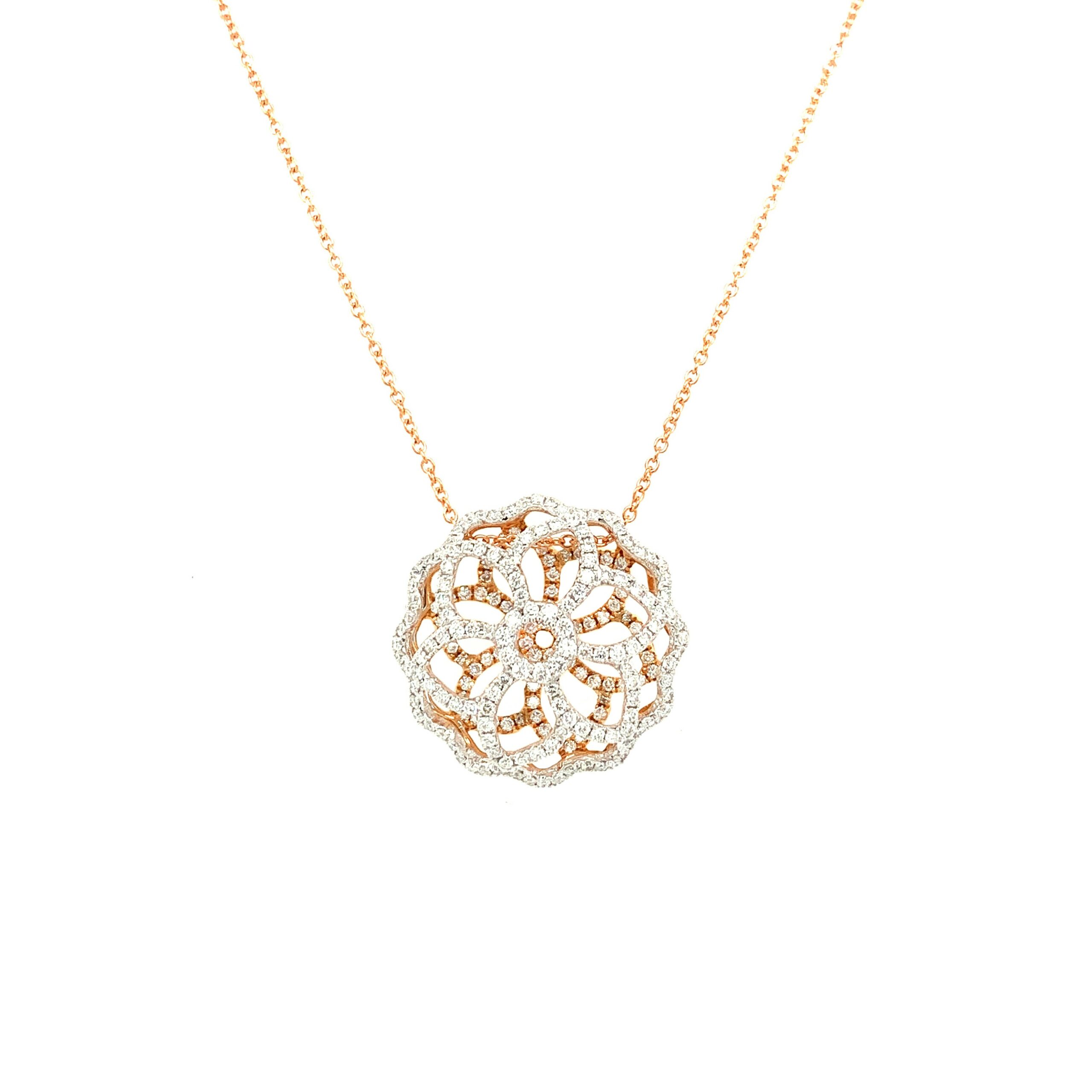 Estate Piece - Rose Gold Diamond Flower Necklace