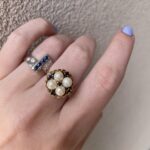 Estate: Yellow Gold Pearl and Sapphire Ring
