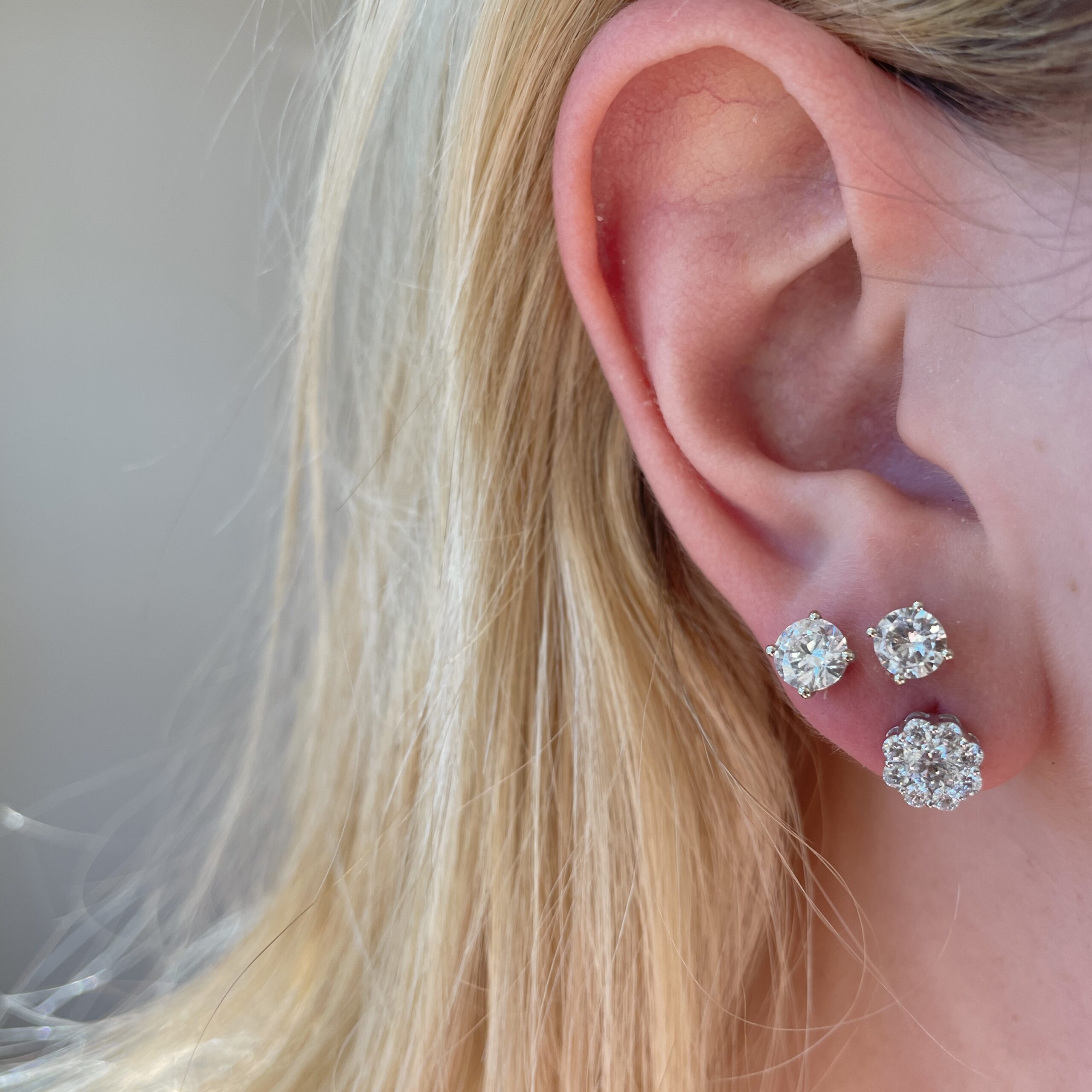 Diamond Cluster Stud Earrings