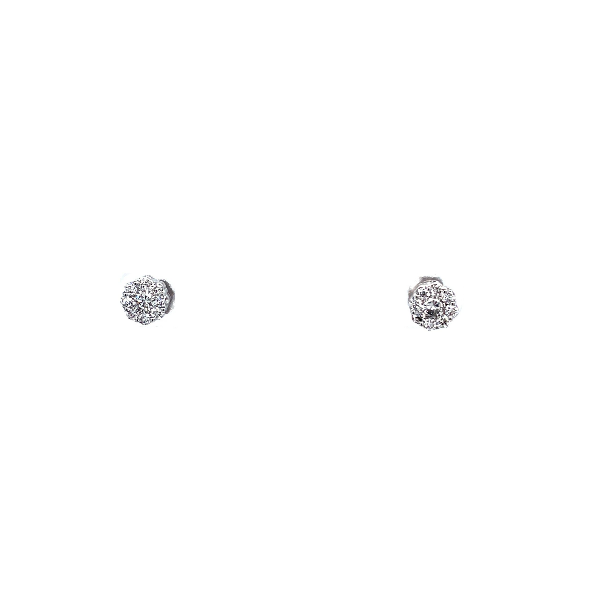 Gold Diamond Cluster Stud Earrings