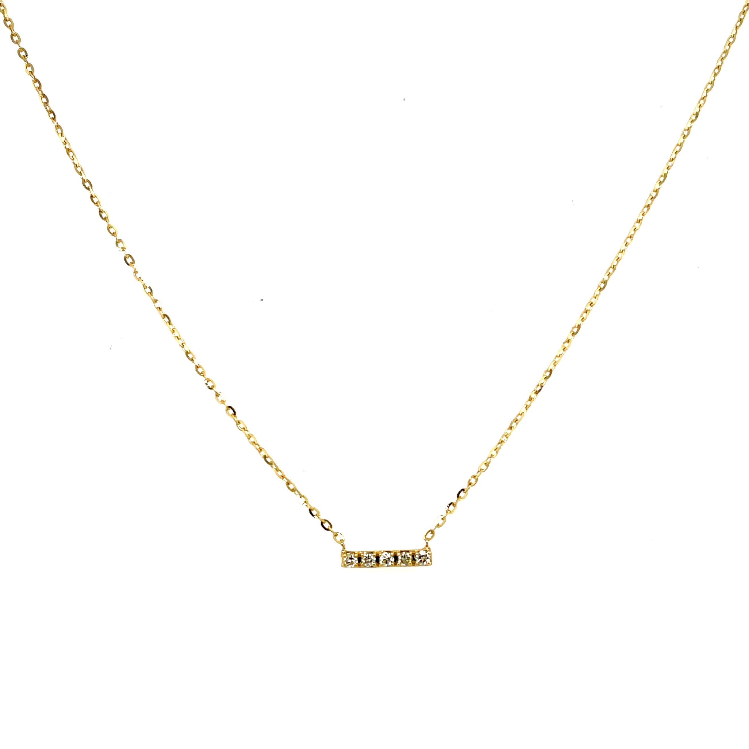 Yellow Gold and Diamond Bar Necklace