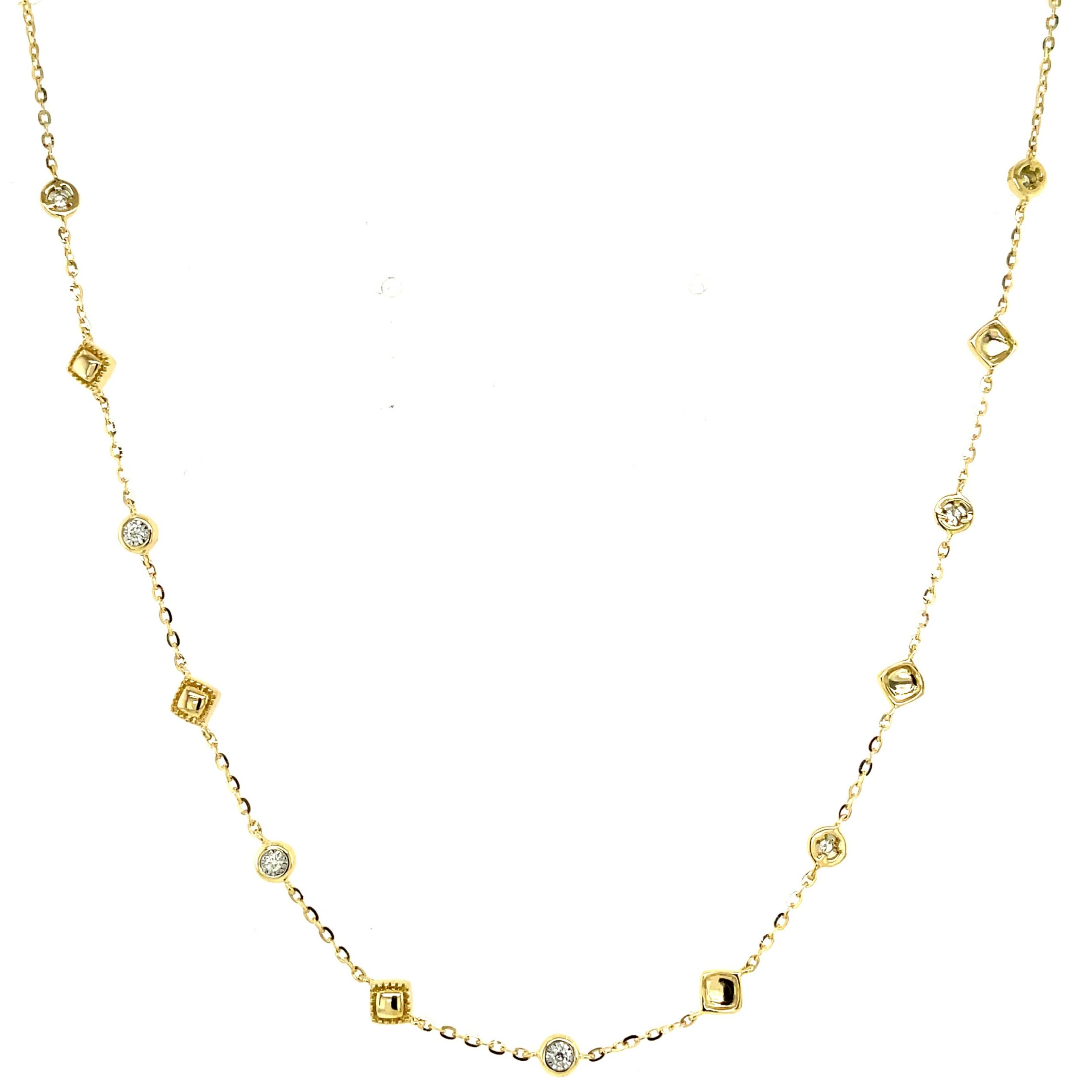 Yellow Gold and Diamond Station Necklace