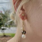 Gold Plated Sterling Silver Freshwater and Tahitian Pearl Dangle Earrings